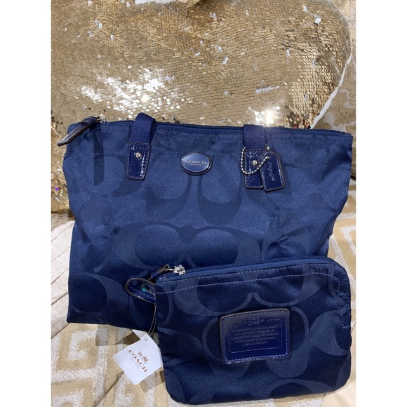 Coach Handbags - Coach Signature Nylon Small Packable Tote 2piece